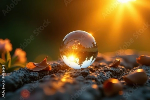 Obraz Golden hour sunbeams refract through crystal, warm hues , background, warm tones
