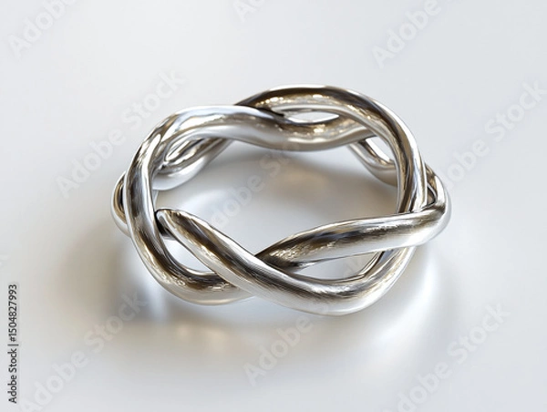 Fototapeta A puzzle ring, isolated on a white surface, with a tangled design and no shadow.