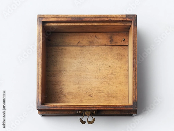Obraz A secret compartment drawer, isolated on a white surface, with hidden hinges and no shadow.