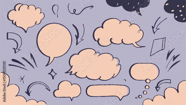 Fototapeta Hand-drawn Speech Bubbles & Arrows Design Elements