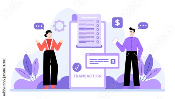Obraz Mobile invoicing and digital receipt management. Suitable for financial articles, negotiation concepts, corporate presentations, and marketing materials.