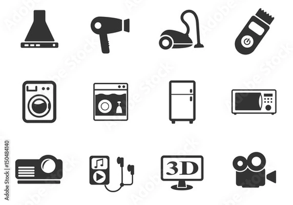 Fototapeta home appliances icon set