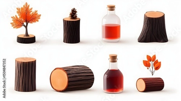 Obraz Nature-inspired wooden items, tree trunk slices