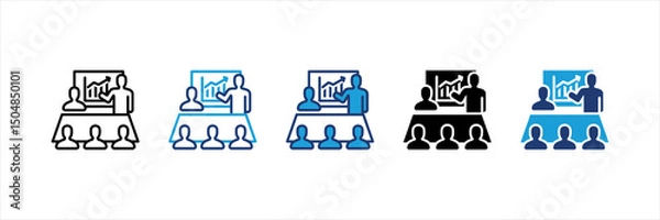 Fototapeta Team Meeting Multi Style Icon Set