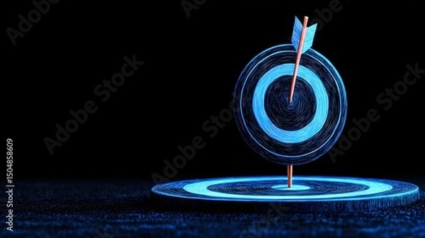 Fototapeta Glowing blue target with arrow