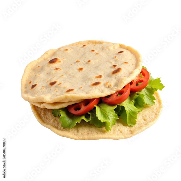 Obraz Delicious looking grilled pita sandwich with fresh vegetables, perfect for a healthy lunch option. png with transparent background.