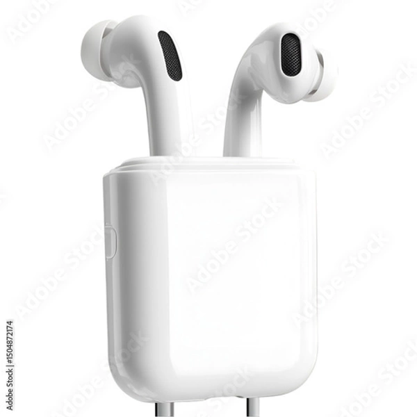 Obraz Wireless Air buds bluetooth earphone on white background