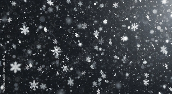 Obraz Falling Snowflakes on Dark Background