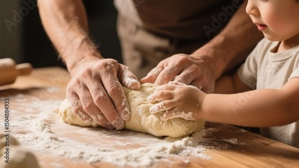 Fototapeta Father and Child Baking