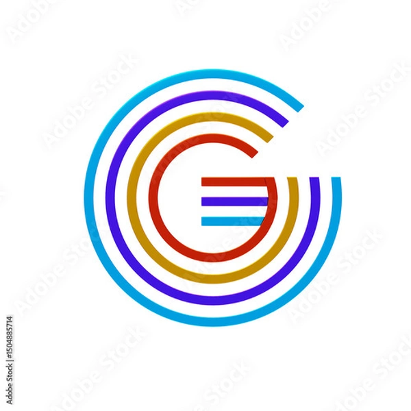 Fototapeta G  Letter 3D Shape Parallel lines Text