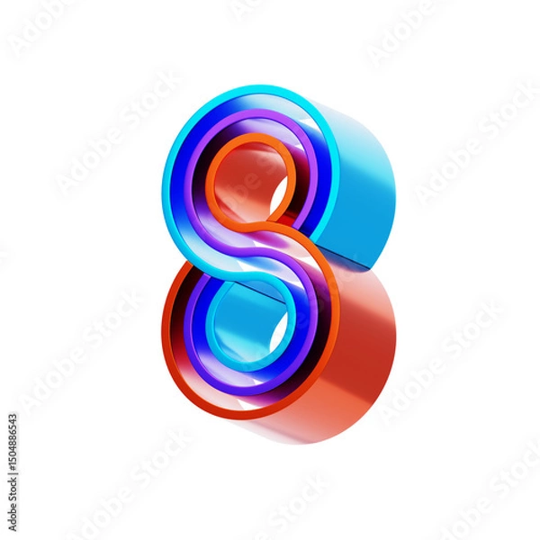 Obraz 3D Number 8 Shape Parallel lines Text