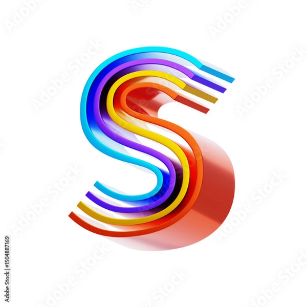 Obraz S  Letter 3D Shape Parallel lines Text