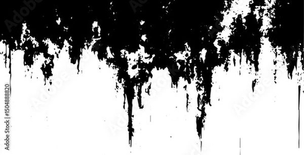Fototapeta Grunge Dripping Ink Texture, Black and White Abstract Grunge Background