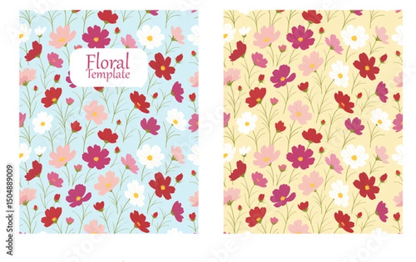 Fototapeta 
Multicolored cosmos flower vector file for packaging design, fabric printing, wallpaper, book cover, print media, wrapping and accessories. The file can be customized for your work.