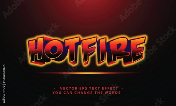 Fototapeta hot fire text effect illustration