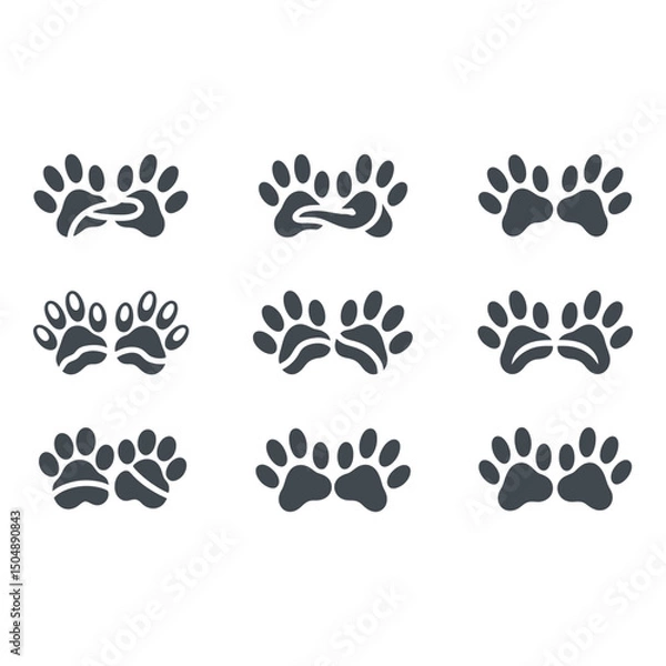 Fototapeta A playful set of animal footprints evoking a sense of fun and adventure against a clean simple white