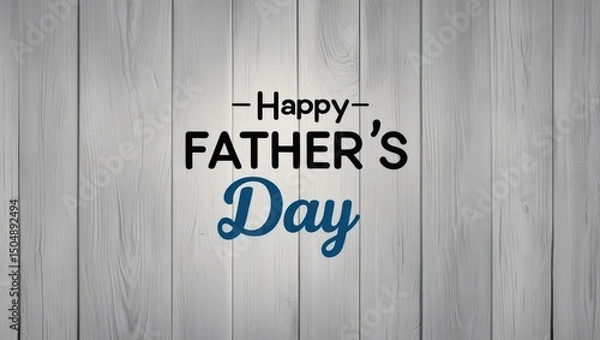 Fototapeta Happy Father's Day Blue Calligraphy Script Over White Wood Texture Background