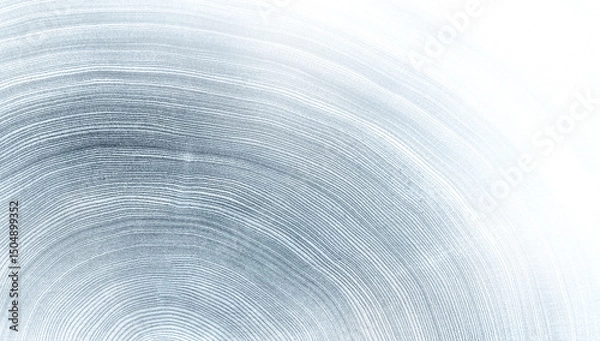 Fototapeta Light gray blue monotone impression of end grain of wood slab. Tree rings art with texture and smooth surface.
