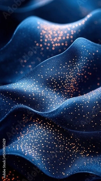 Fototapeta Abstract Blue Waves Sparkling Glitter Luxury Texture Background