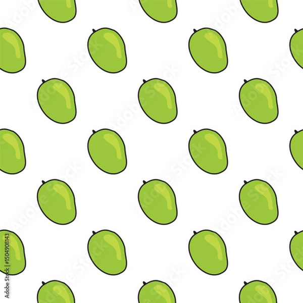 Obraz green mango repeated pattern design, vector seamless pattern of mango