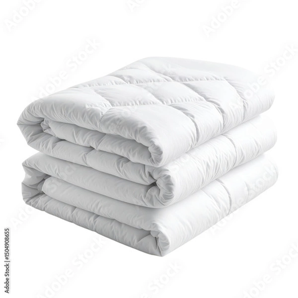 Obraz A neatly folded, fluffy white comforter with a quilted design