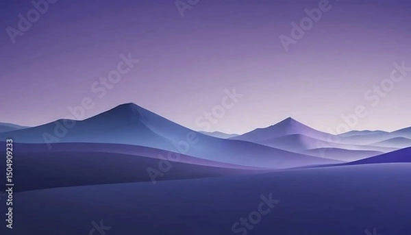 Fototapeta A serene landscape featuring softly textured, rolling hills under a pastel gradient sky at dusk.