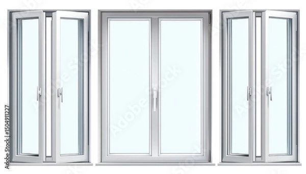 Obraz Collection of modern windows suitable for exteriors, isolated on a clean white surface.