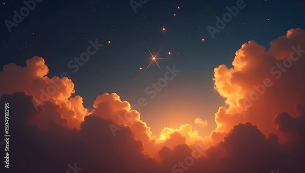 Obraz Shimmering shooting stars streak through the evening 4