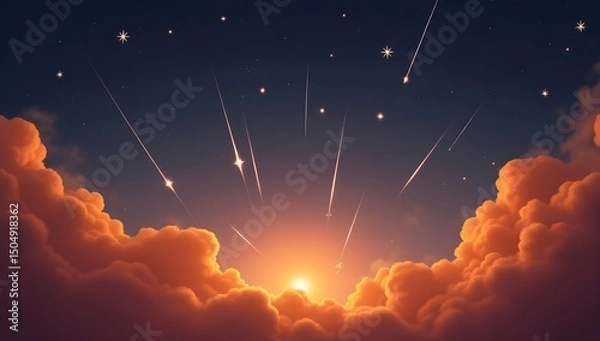 Obraz Shimmering shooting stars streak through the evening 3