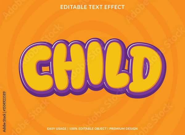 Obraz child text effect template design with 3d style use for business brand and logo