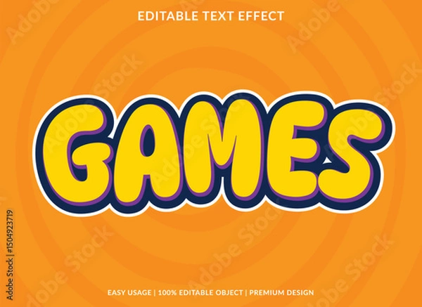 Obraz games text effect template design with 3d style use for business brand and logo