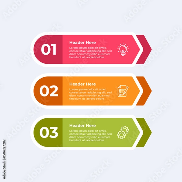 Obraz Numbered list with three steps.