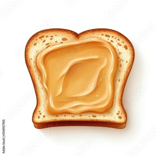 Fototapeta Top View of Peanut Butter Spread on Single Slice of Toast