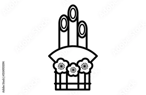 Fototapeta 門松のシンプルアイコンベクターイラスト 正月 縁起物 日本 和風