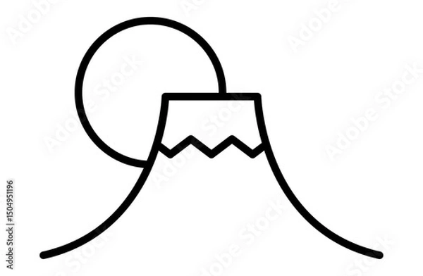 Obraz 富士山のシンプルアイコンベクターイラスト 正月 縁起物 日本 和風 日の出