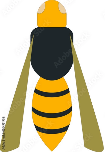 Obraz Illustration of a Wasp with Yellow Stripes