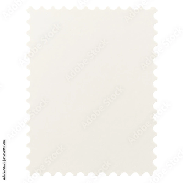 Fototapeta Blank white postage stamp with perforated edges isolated on transparent background