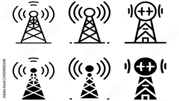 Obraz Antenna Vector Icon – Communication and Signal Flat Illustration