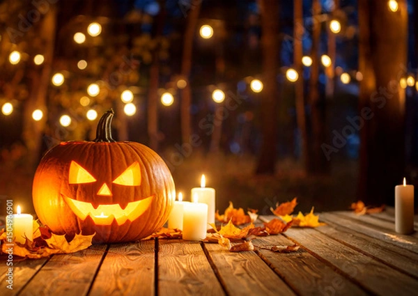 Obraz 夜の森のハロウィン（生成AI　Generated Image）