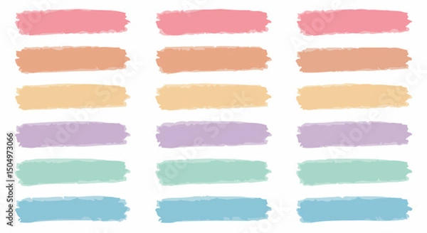 Fototapeta Pastel Brush Stroke Set: Watercolor Texture Design Elements