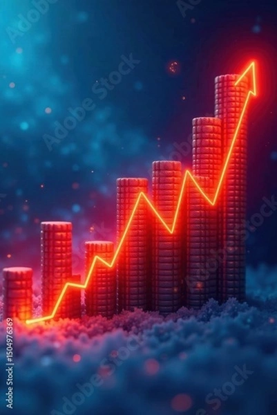 Fototapeta Graph showing rising prices & falling economic growth , growth, boom, stagflation