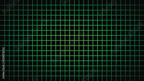 Obraz Neon Green Grid Pattern on Black Digital Background