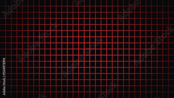 Obraz Neon red Grid Pattern on Black Digital Background