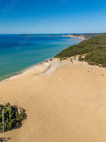 Fototapeta Vertical aerial view of Carlo Sand Blow in Queensland, Australia