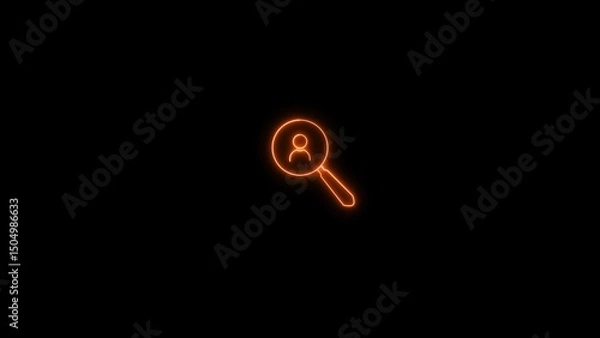 Obraz Neon job search icon illustration. glowing neon line Magnifying glass for search job icon. Human resource, search profile.