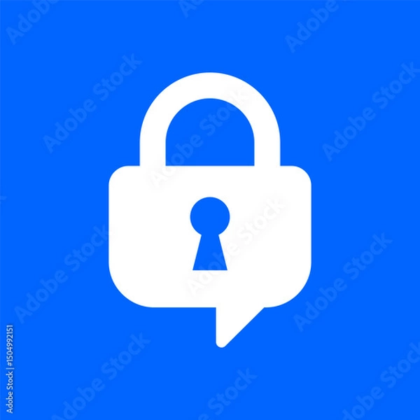 Obraz Flat vector icon of a padlock with a speech bubble, symbolizing secure messaging and digital privacy.