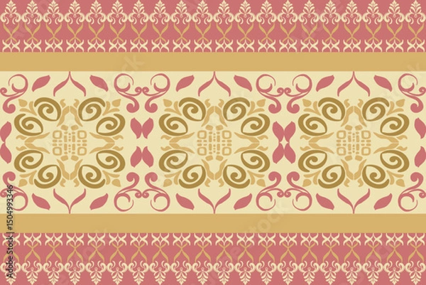 Fototapeta  Seamless classic damask pattern in pink tone - vector illustration for luxury textile design.