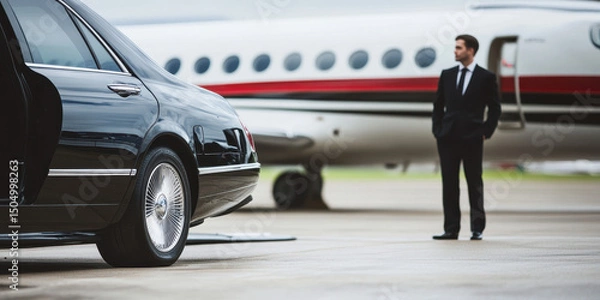 Obraz Luxury Jet Arrival with Chauffeur Service