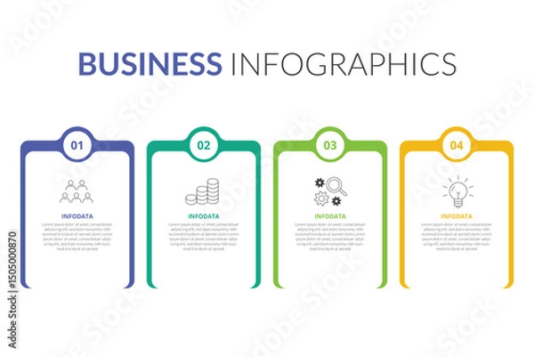 Fototapeta Business Infographic design template Vector with icons and 4 options or steps. Can be used for process diagram, presentations, workflow layout, banner, flow chart, info graph