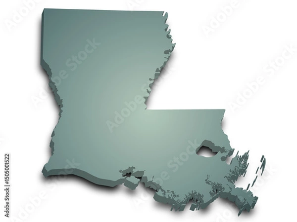 Fototapeta Louisiana map 3d, state with color. United State of America, US, United State